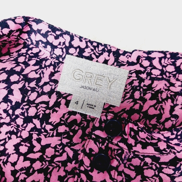 Jason Wu GREY Pink Floral Silk Designer Bblouse P934 - Picture 6 of 8